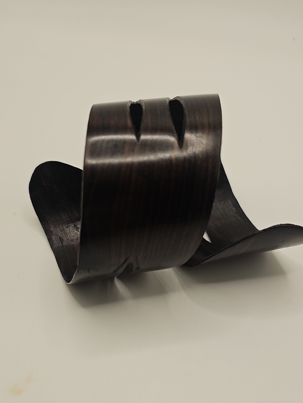 Handmade Wedge Wood Cuff Bracelet Spiral With Cut Outs.